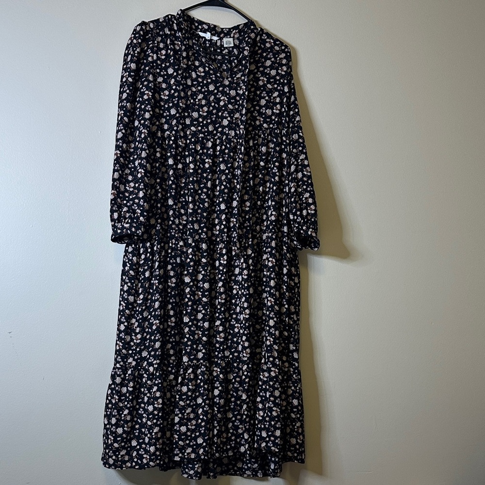 Levi's Black Floral Long Sleeve Dress